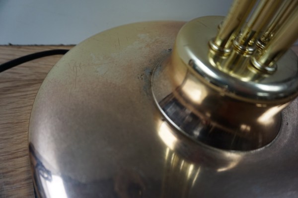 Vintage goud glass bloemlamp Lotus Hollywood Regency Midcentury modern gilded flower tulip table lamp00008